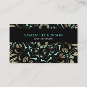Elegant Blue & Gold Lotus Yoga Instructor Visitekaartje