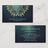 Elegant Blue & Gold Lotus Yoga Instructor Visitekaartje (Voorkant / Achterkant)