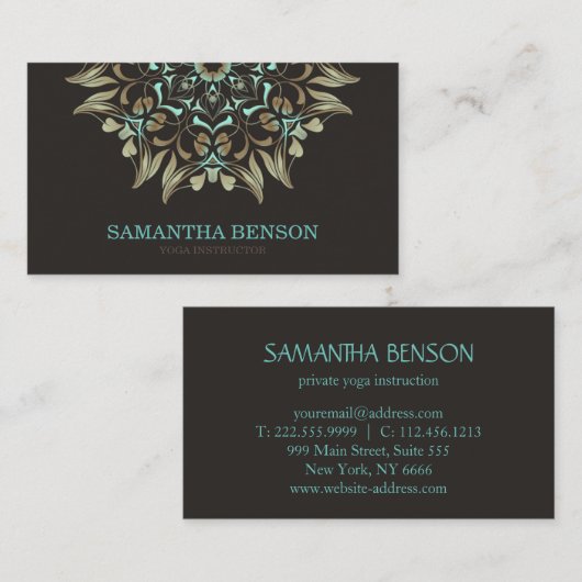 Elegant Blue & Gold Lotus Yoga Instructor Visitekaartje (Voorkant / Achterkant)