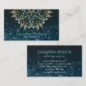 Elegant Blue & Gold Lotus Yoga Instructor Visitekaartje (Voorkant / Achterkant)