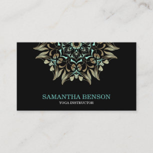 Elegant Blue & Gold Lotus Yoga Instructor Visitekaartje