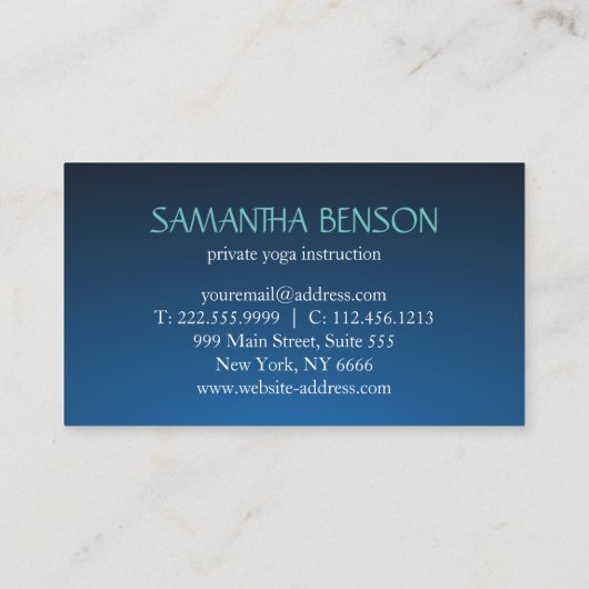Elegant Blue & Gold Lotus Yoga Instructor Visitekaartje (Achterkant)