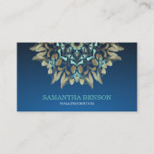 Elegant Blue & Gold Lotus Yoga Instructor Visitekaartje (Voorkant)