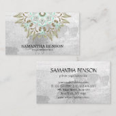 Elegant Blue & Gold Lotus Yoga Instructor Visitekaartje (Voorkant / Achterkant)