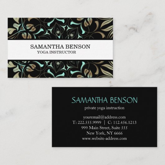 Elegant Blue & Gold Lotus Yoga Instructor Visitekaartje (Voorkant / Achterkant)