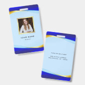 Elegant Blue Gold Luxury Designer Logo Badge (Voor- en achterkant)