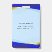 Elegant Blue Gold Luxury Designer Logo Badge (Achterkant)