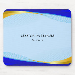 Elegant Blue Gold Luxury Designer Logo Business Muismat