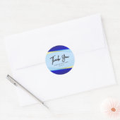 Elegant Blue Gold Luxury Designer Logo Ronde Sticker (Envelop)