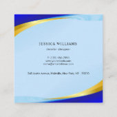 Elegant Blue Gold Luxury Designer Logo Square Busi Vierkante Visitekaartje (Achterkant)