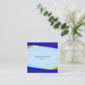 Elegant Blue Gold Luxury Designer Logo Square Busi Vierkante Visitekaartje (Staand voorkant)