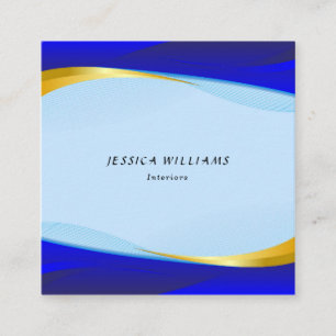 Elegant Blue Gold Luxury Designer Logo Square Busi Vierkante Visitekaartje