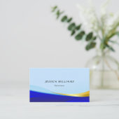 Elegant Blue Gold Luxury Designer Logo Visitekaartje (Staand voorkant)