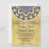 Elegant Blue Gold Mandala Indian Wedding Kaart (Voorkant)