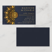 Elegant Blue Gold Mandala Life Coach Visitekaartje (Voorkant / Achterkant)