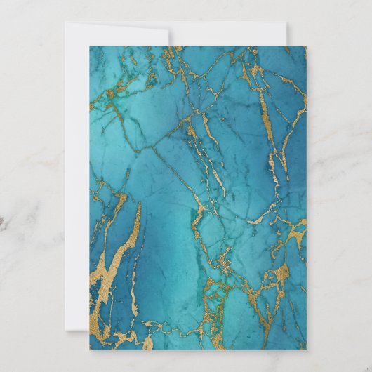 Elegant Blue Gold Marble Birthday Uitnodiging (Achterkant)