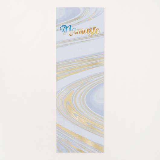Elegant Blue Gold Marble Pattern Namaste Initialen Yogamat (Voorkant)