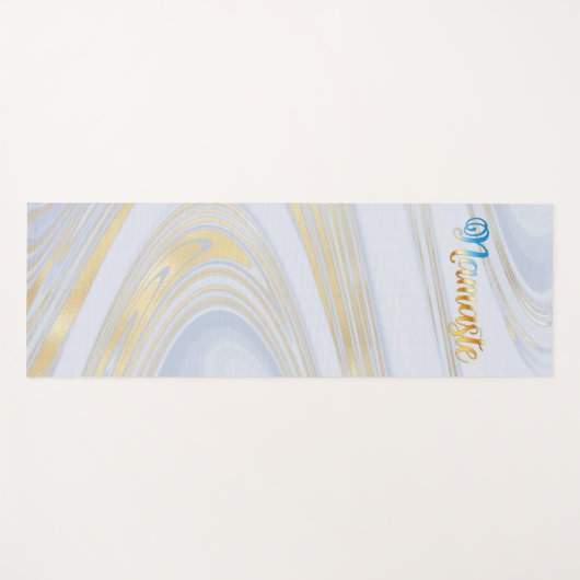 Elegant Blue Gold Marble Pattern Namaste Initialen Yogamat (Voorkant (horizontaal))