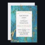Elegant Blue Gold Marble Wedding Invitation Kaart<br><div class="desc">Een elegante trouwuitnodiging met rijke blauwe,  groene marmer met goud en een gouden lijst.</div>