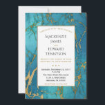 Elegant Blue Gold Marble Wedding Invitation Kaart<br><div class="desc">Een elegante trouwuitnodiging met rijke blauwe,  groene marmer met goud en een gouden lijst.</div>