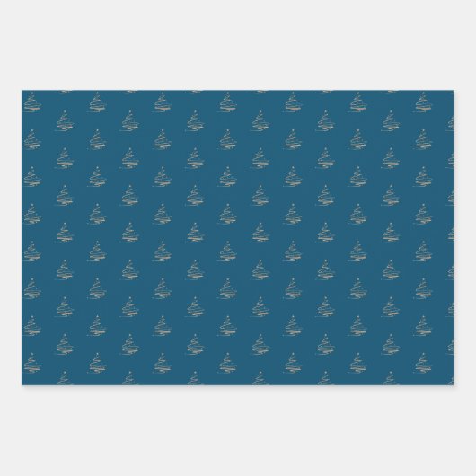 Elegant Blue Gold Merry-kerstcadeau Inpakpapier Vel (Voorkant 2)