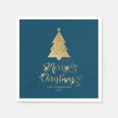 Elegant Blue Gold Merry kerstmis Servet (Voorkant)