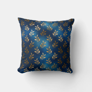 Elegant Blue Gold Mistletoe Gold Glitter Chic Kussen