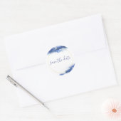 Elegant Blue & Gold Ombre Marble Save the Date Ronde Sticker (Envelop)