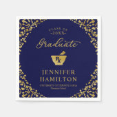 Elegant Blue Gold Pharmacy School Afstuderen Servet (Voorkant)