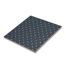 Elegant Blue Gold Polka Dots Tegeltje