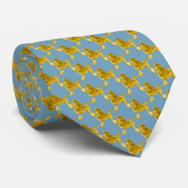 Elegant Blue & Gold Poodle Dog Patroon Stropdas