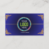 Elegant Blue Gold Professional Business Card Visitekaartje (Achterkant)