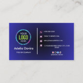 Elegant Blue Gold Professional Business Card Visitekaartje (Voorkant)