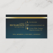 Elegant Blue & Gold Professional Notional Public Visitekaartje (Achterkant)