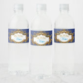 Elegant Blue & Gold Royal Waterfles Etiket (Flessen)