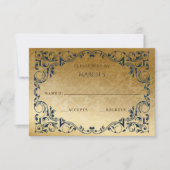 Elegant  Blue Gold RSVP-kaart RSVP Kaartje (Voorkant)