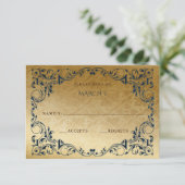 Elegant Blue Gold RSVP-kaart RSVP Kaartje (Staand voorkant)