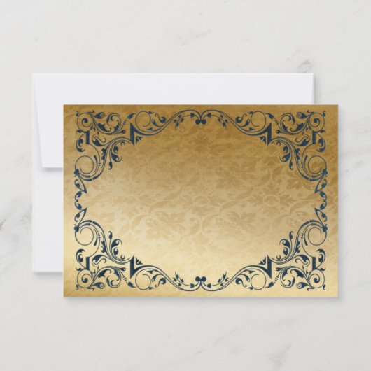 Elegant  Blue Gold RSVP-kaart RSVP Kaartje (Achterkant)