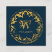 Elegant Blue & Gold Rustic , verhit Vierkante Visitekaartje (Voorkant)