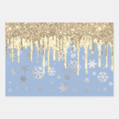 Elegant Blue Gold Silver-kerstsnowflakes Inpakpapier Vel (Voorkant 3)