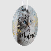 Elegant Blue & Gold Snowflake Pet-foto aanpassen Ornament (voorkant)