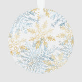 Elegant Blue & Gold Snowflake Pet-foto aanpassen Ornament (achterkant)