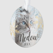 Elegant Blue & Gold Snowflake Pet-foto aanpassen Ornament (voorkant)