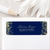 Elegant Blue Gold Snowflakes Merry Kerstry Etiket (Insitu)