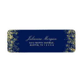 Elegant Blue Gold Snowflakes Merry Kerstry Etiket