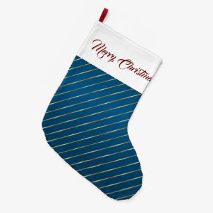 Elegant Blue Gold Stripes kerststop Grote Kerstsok