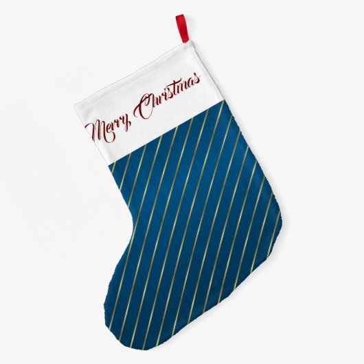Elegant Blue Gold Stripes kerststop Grote Kerstsok (Achterkant (Hangend))