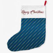 Elegant Blue Gold Stripes kerststop Grote Kerstsok (Achterkant)