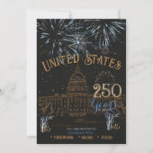 Elegant Blue & Gold US 250 Capitol Kaart (Voorkant)