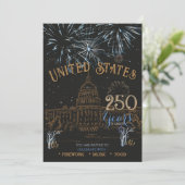 Elegant Blue & Gold US 250 Capitol Kaart (Staand voorkant)
